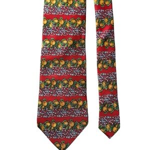 Bolgheri Made in Italy Men's Red Citrus Pattern Silk Tie